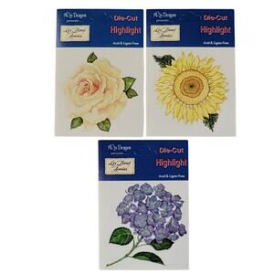 NRN Designs Flower Die Cut Stickers Lot of‎ 3 Floral Rose Sunflower Hydrangeas